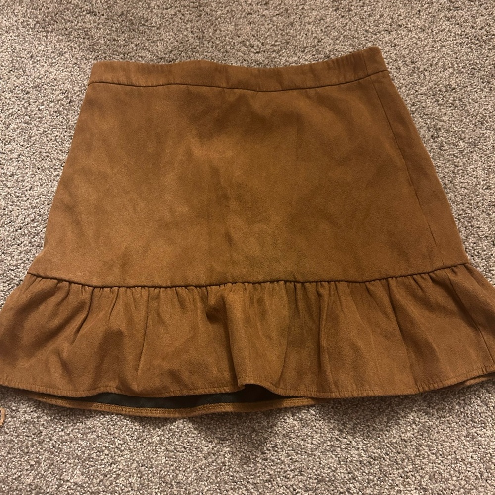 J. Crew Tan Mini Skirt with Ruffle Hem